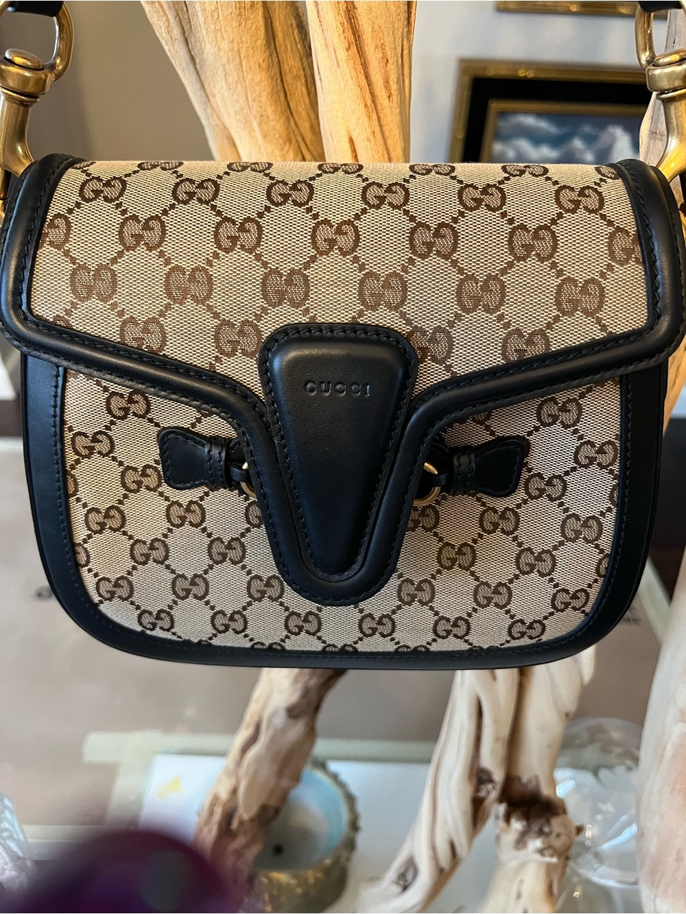 Gucci Beige Brown GG Canvas Crossbody with Green-Red Web Strap - Picture 5 of 7